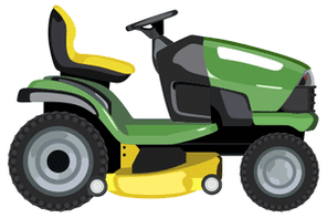 Green lawnmower on a white background