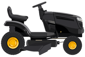 Black lawnmower on a white background